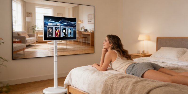 Mobile Smart Display for Watching YouTube in Bed | FVASEE Bedside Smart Screen